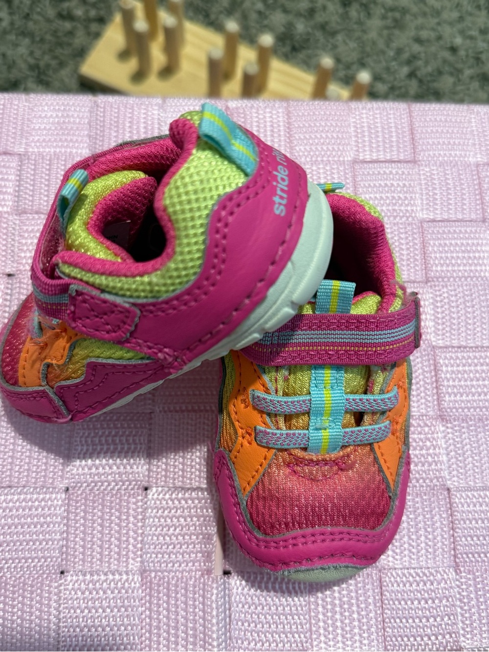 Stride Rite Bright Pink, Orange & Lime Baby Sneakers